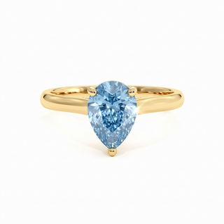 Montaigne-Ring im Tropfenschliff, blauer Labordiamant, 18 Karat Gelbgold — Maison Laveran Paris