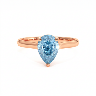 Montaigne-Ring im Tropfenschliff, blauer Labordiamant, 18 Karat Roségold — Maison Laveran Paris