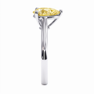 Montaigne Pear Ring, yellow lab-grown diamond, profile view, 18k white gold or 950 platinum — Maison Laveran Paris