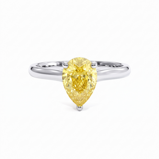Montaigne Pear Ring, yellow lab-grown diamond, 18k white gold or 950 platinum — Maison Laveran Paris