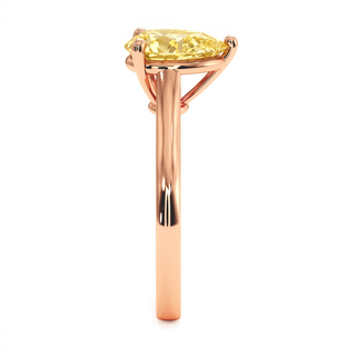 Montaigne Pear Ring, yellow lab-grown diamond, profile view, 18k rose gold — Maison Laveran Paris