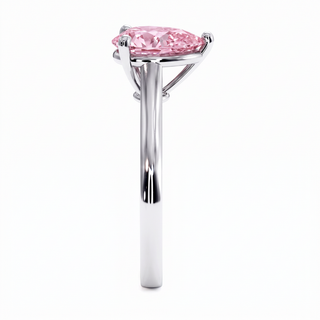 Montaigne Pear Ring, pink lab-grown diamond, profile view, 18k white gold or 950 platinum — Maison Laveran Paris