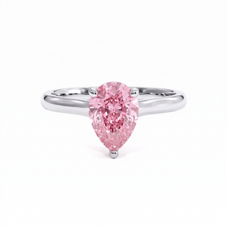 Montaigne Pear Ring, pink lab-grown diamond, 18k white gold or 950 platinum — Maison Laveran Paris