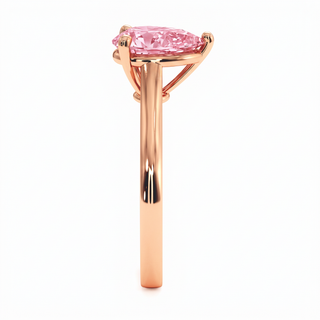 Montaigne Pear Ring, pink lab-grown diamond, profile view, 18k rose gold — Maison Laveran Paris