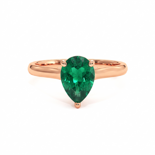 Montaigne Ring, pear-cut synthetic emerald (lab-created stone), 18k rose gold — Maison Laveran Paris