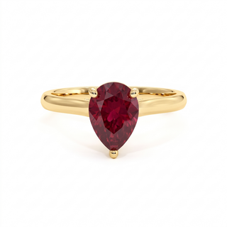 Montaigne Ring, pear-cut synthetic ruby (lab-created stone), 18k yellow gold — Maison Laveran Paris