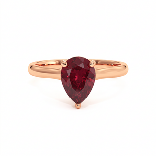 Montaigne Ring, pear-cut synthetic ruby (lab-created stone), 18k rose gold — Maison Laveran Paris