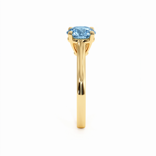 Montaigne Round Ring, blue lab-grown diamond, profile view, 18k yellow gold — Maison Laveran Paris