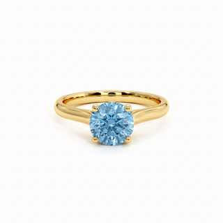 Montaigne Round Ring, blue lab-grown diamond, 18k yellow gold — Maison Laveran Paris