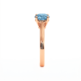 Montaigne Round Ring, blue lab-grown diamond, profile view, 18k rose gold — Maison Laveran Paris