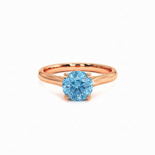 Montaigne Round Ring, blue lab-grown diamond, 18k rose gold — Maison Laveran Paris