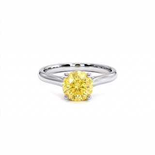 Montaigne-Ring im Rundschliff, gelber Labordiamant, 18 Karat Weißgold oder Platin 950 — Maison Laveran Paris