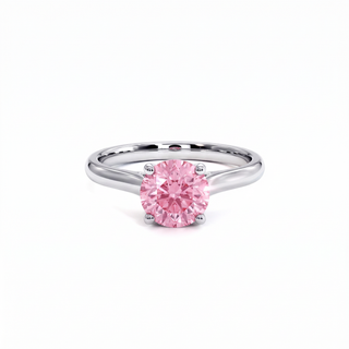 Montaigne Round Ring, pink lab-grown diamond, 18k white gold or 950 platinum — Maison Laveran Paris