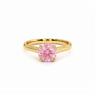 Montaigne Round Ring, pink lab-grown diamond, 18k yellow gold — Maison Laveran Paris