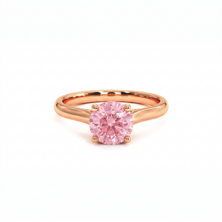 Montaigne Round Ring, pink lab-grown diamond, 18k rose gold — Maison Laveran Paris