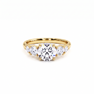 Bague Mozart, solitaire diamant rond et diamants dégressifs, or jaune 18 carats — Maison Laveran Paris