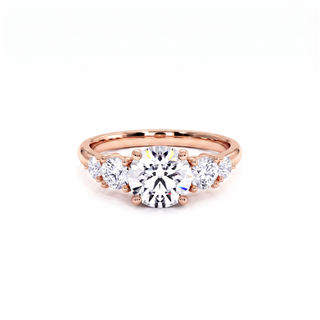 Bague Mozart, solitaire diamant rond et diamants dégressifs, or rose 18 carats — Maison Laveran Paris