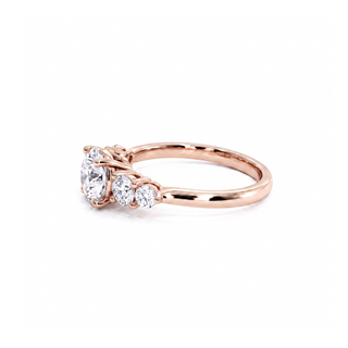 Bague Mozart, solitaire diamant rond et diamants dégressifs, or rose 18 carats — Maison Laveran Paris