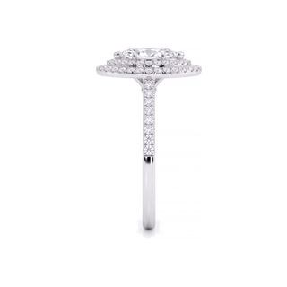 Bague Odéon Double Halo Marquise, diamants de laboratoire, or blanc 18 carats ou platine 950 — Maison Laveran Paris