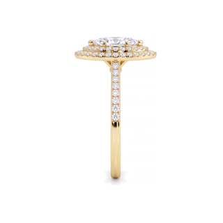 Bague Odéon Double Halo Marquise, diamants de laboratoire, or jaune 18 carats — Maison Laveran Paris