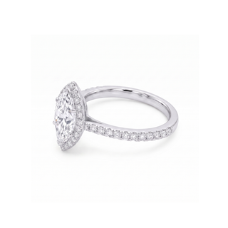 Bague Odéon Diamants Marquise, diamants de laboratoire, or blanc 18 carats ou platine 950 — Maison Laveran Paris