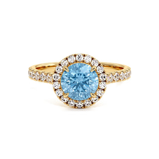 Bague Odéon Rond, diamant bleu de laboratoire, or jaune 18 carats — Maison Laveran Paris