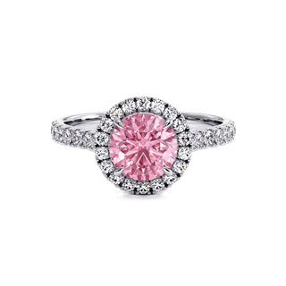 Bague Odéon Rond, diamant rose de laboratoire, or blanc 18 carats ou platine 950 — Maison Laveran Paris