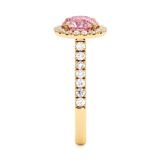 Bague Odéon Rond, diamant rose de laboratoire, vue de profil, or jaune 18 carats — Maison Laveran Paris
