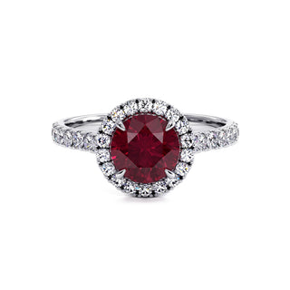 Odéon Round Ring, synthetic ruby (lab-created stone), 18k white gold or 950 platinum — Maison Laveran Paris