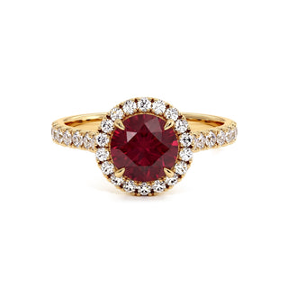 Odéon Round Ring, synthetic ruby (lab-created stone), 18k yellow gold — Maison Laveran Paris