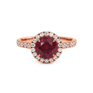 Odéon Round Ring, synthetic ruby (lab-created stone), 18k rose gold — Maison Laveran Paris