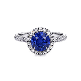 Bague Odéon Rond, saphir bleu synthétique (pierre de synthèse), or blanc 18 carats ou platine 950 — Maison Laveran Paris