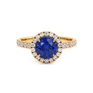 Bague Odéon Rond, saphir bleu synthétique (pierre de synthèse), or jaune 18 carats — Maison Laveran Paris