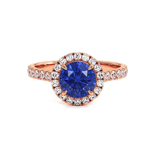 Bague Odéon Rond, saphir bleu synthétique (pierre de synthèse), or rose 18 carats — Maison Laveran Paris