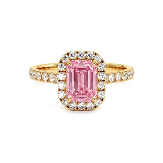 Bague Odéon Taille Émeraude, diamant rose de laboratoire, or jaune 18 carats — Maison Laveran Paris
