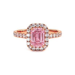 Bague Odéon Taille Émeraude, diamant rose de laboratoire, or rose 18 carats — Maison Laveran Paris