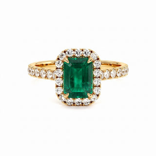 Bague Odéon Taille Émeraude, émeraude synthétique (pierre de synthèse), or jaune 18 carats — Maison Laveran Paris