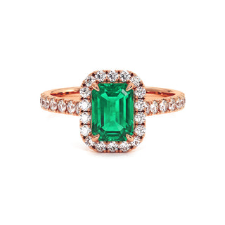Bague Odéon Taille Émeraude, émeraude synthétique (pierre de synthèse), or rose 18 carats — Maison Laveran Paris