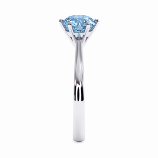 Palais-Royal-Ring, blauer Labordiamant, Seitenansicht, 18 Karat Weißgold oder Platin 950 — Maison Laveran Paris