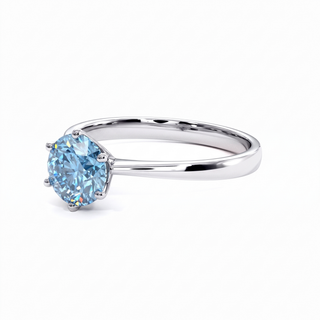 Palais-Royal-Ring, blauer Labordiamant, Dreiviertelansicht, 18 Karat Weißgold oder Platin 950 — Maison Laveran Paris
