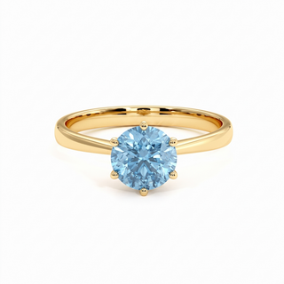 Palais-Royal-Ring, blauer Labordiamant, 18 Karat Gelbgold — Maison Laveran Paris