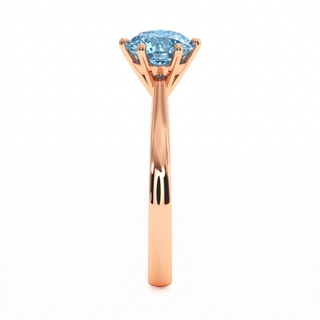 Palais-Royal-Ring, blauer Labordiamant, Seitenansicht, 18 Karat Roségold — Maison Laveran Paris