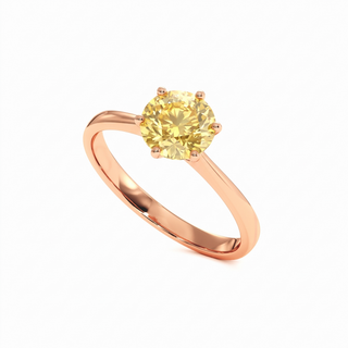 Bague Palais Royal, diamant jaune de laboratoire, vue en perspective, or rose 18 carats — Maison Laveran Paris