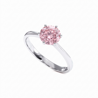 Bague Palais Royal, diamant rose de laboratoire, vue en perspective, or blanc 18 carats ou platine 950 — Maison Laveran Paris