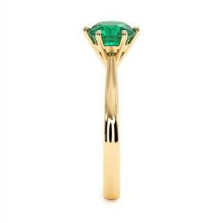Bague Palais Royal, émeraude synthétique (pierre de synthèse), vue de profil, or jaune 18 carats — Maison Laveran Paris