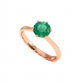 Bague Palais Royal, émeraude synthétique (pierre de synthèse), vue en perspective, or rose 18 carats — Maison Laveran Paris