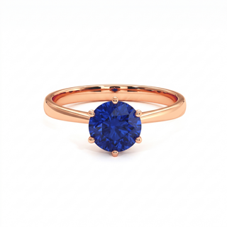 Bague Palais Royal, saphir bleu synthétique (pierre de synthèse), or rose 18 carats — Maison Laveran Paris