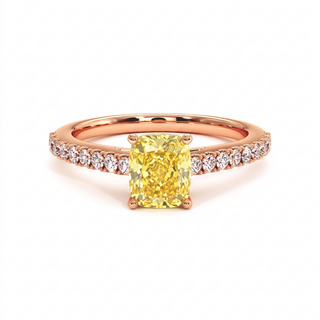 Bague Vendôme Coussin, diamant jaune de laboratoire, or rose 18 carats — Maison Laveran Paris