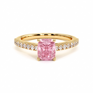 Bague Vendôme Coussin, diamant rose de laboratoire, or jaune 18 carats — Maison Laveran Paris