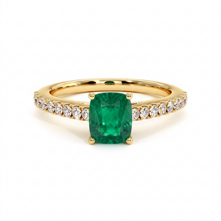 Vendôme-Ring, synthetischer Smaragd im Kissenschliff (synthetischer Stein), 18 Karat Gelbgold — Maison Laveran Paris